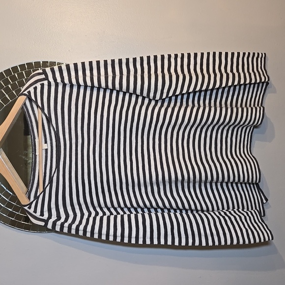 Eileen Fisher Tops - Eileen Fisher Striped Organic Linen Cotton Graphite Jersey Long-Sleeve Tee Shirt